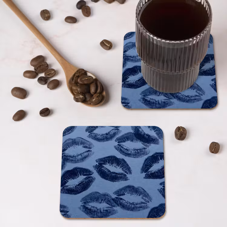 Untersetzer - Lippen – Muster – Blau — 4