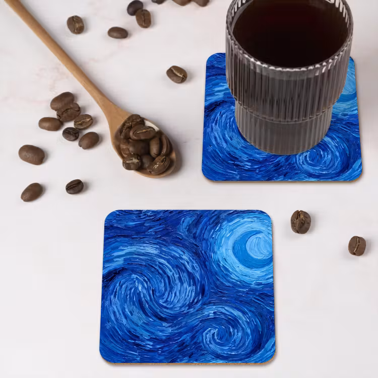 Untersetzer - Wirbel – Blau – Modern — 4