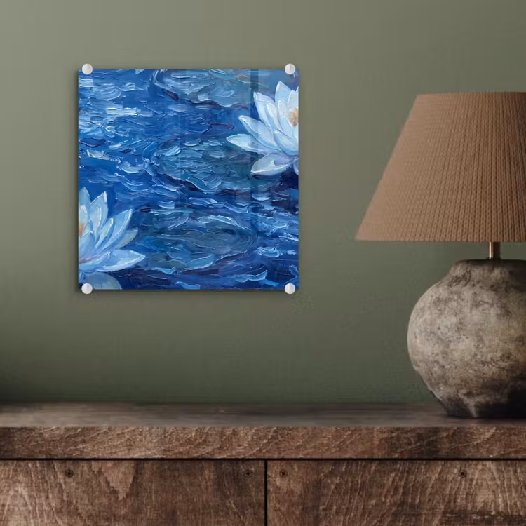 Glasbild - Blumen – Wasser – Blau — 4