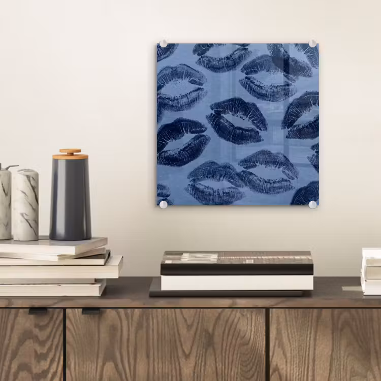 Glasbild - Lippen – Muster – Blau — 2