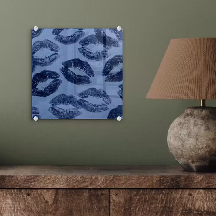 Glasbild - Lippen – Muster – Blau — 4