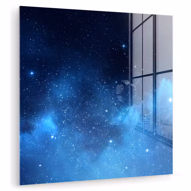 Glasbild - Sternenhimmel – Nebel – Blau — 1