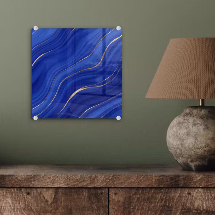 Glasbild - Zusammenfassung – Linien – Blau — 4