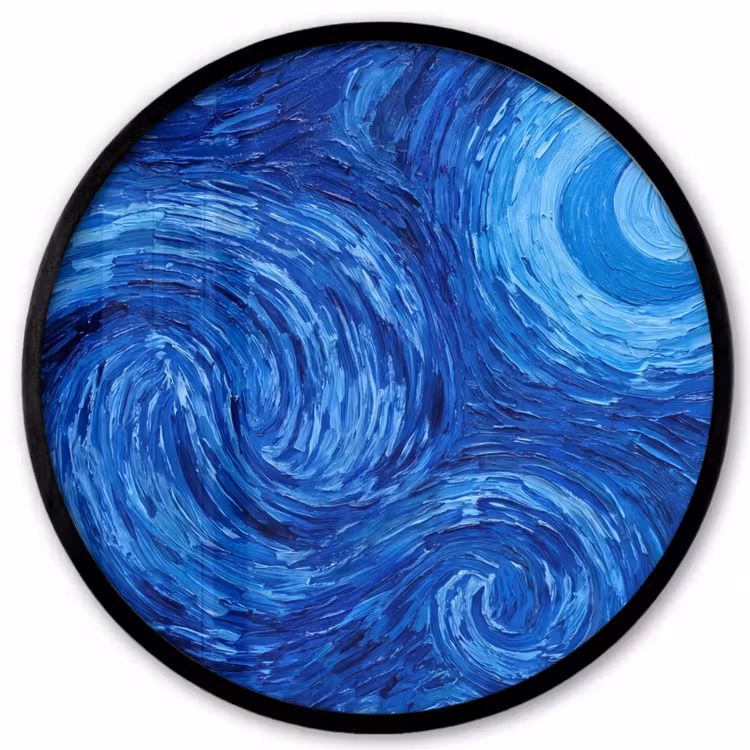 Poster im Rahmen Rund - Wirbel – Blau – Modern — 1