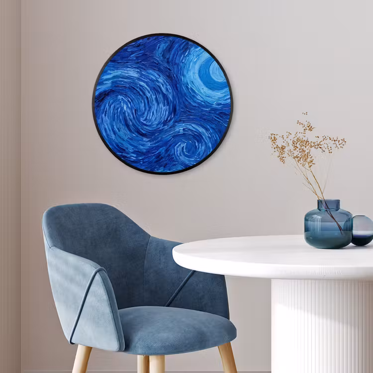 Poster im Rahmen Rund - Wirbel – Blau – Modern — 4