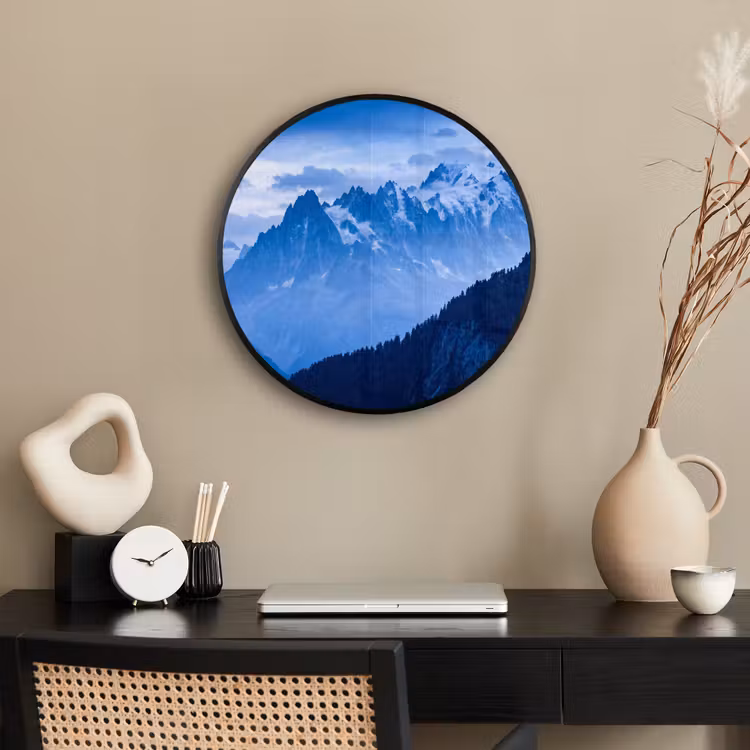 Poster im Rahmen Rund - Berge – Schnee – Blau — 3
