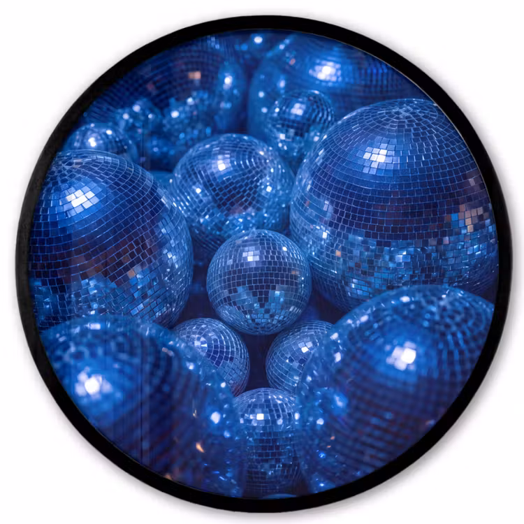 Poster im Rahmen Rund - Discobal – Party – Blau — 1