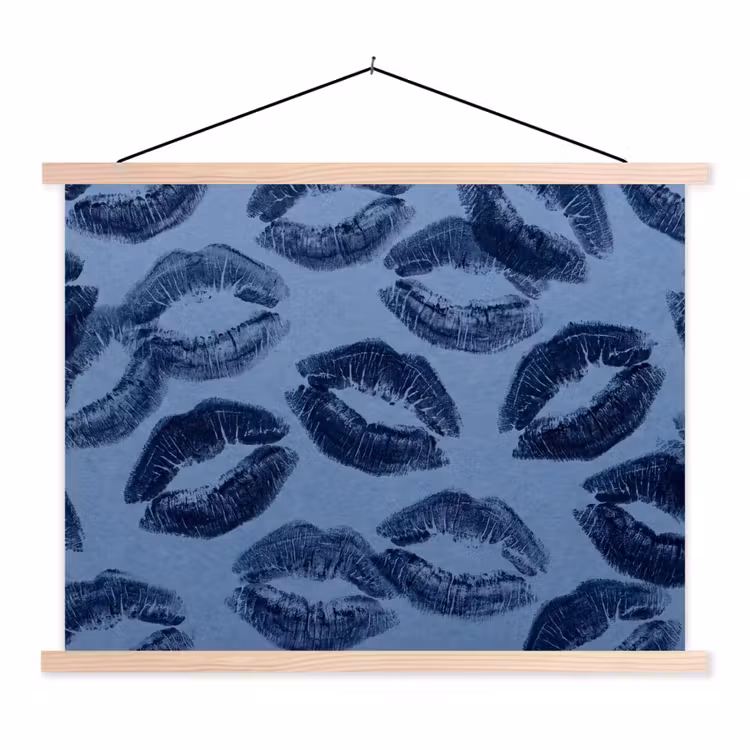 Stoffbild - Lippen – Muster – Blau — 1