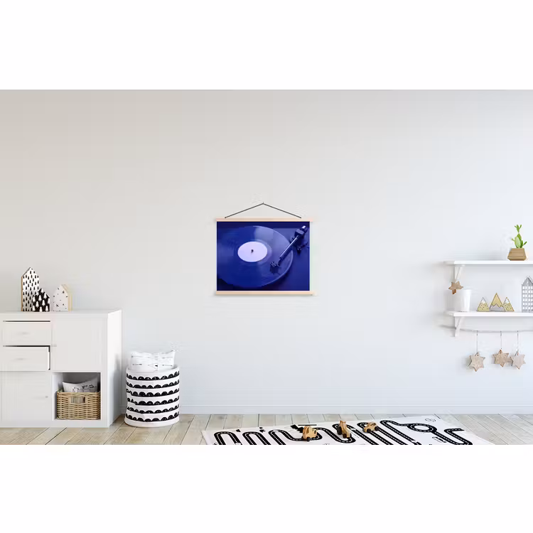 Stoffbild - Plattenspieler – Vinyl – Blau — 2