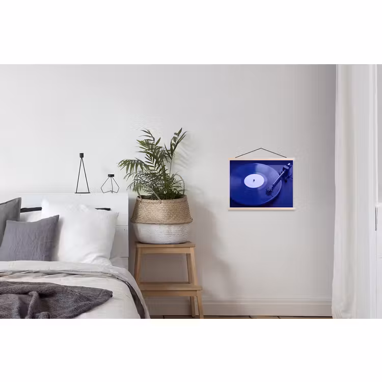 Stoffbild - Plattenspieler – Vinyl – Blau — 3