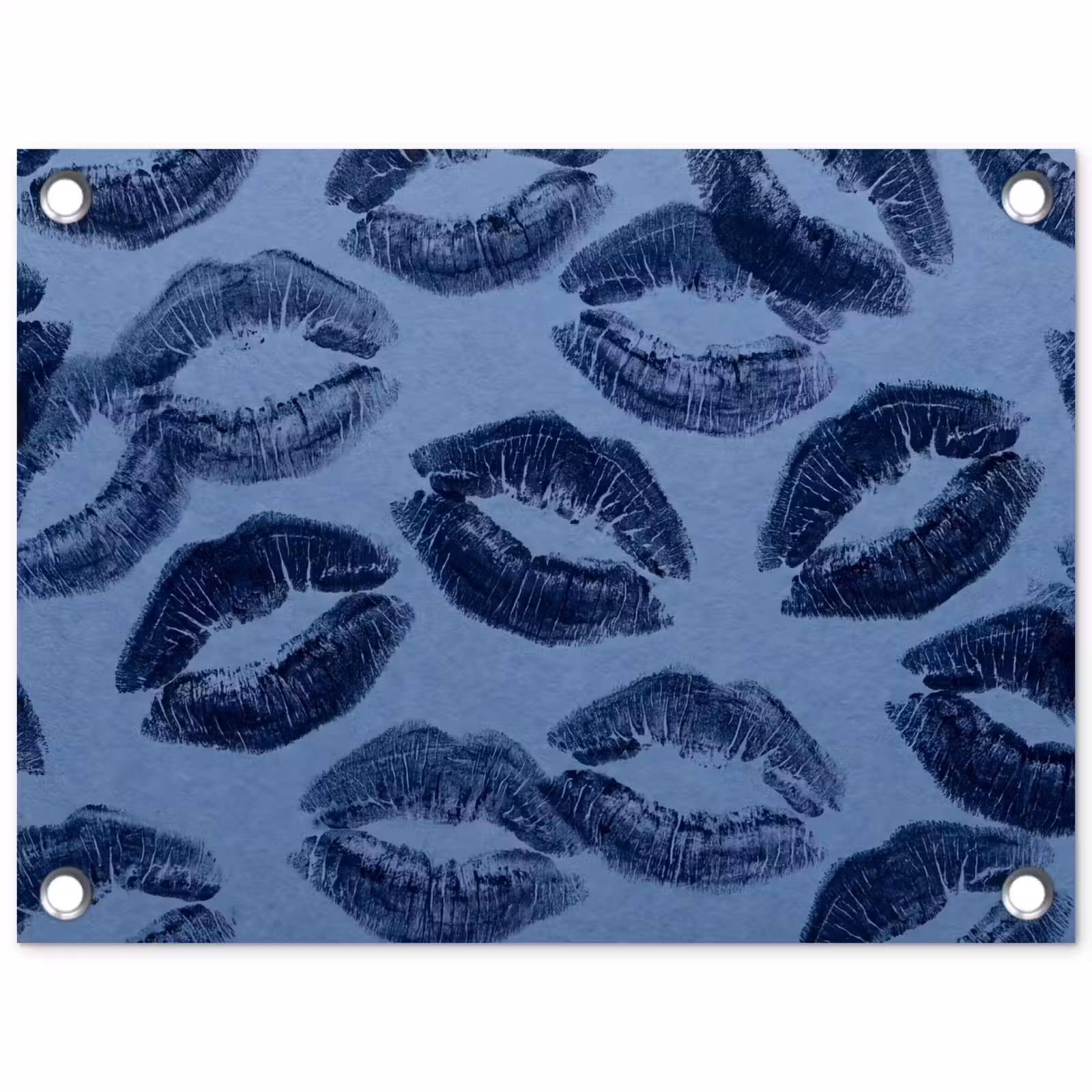 Gartenposter - Lippen – Muster – Blau — 1