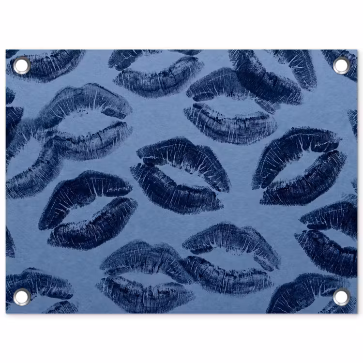 Gartenposter - Lippen – Muster – Blau — 1