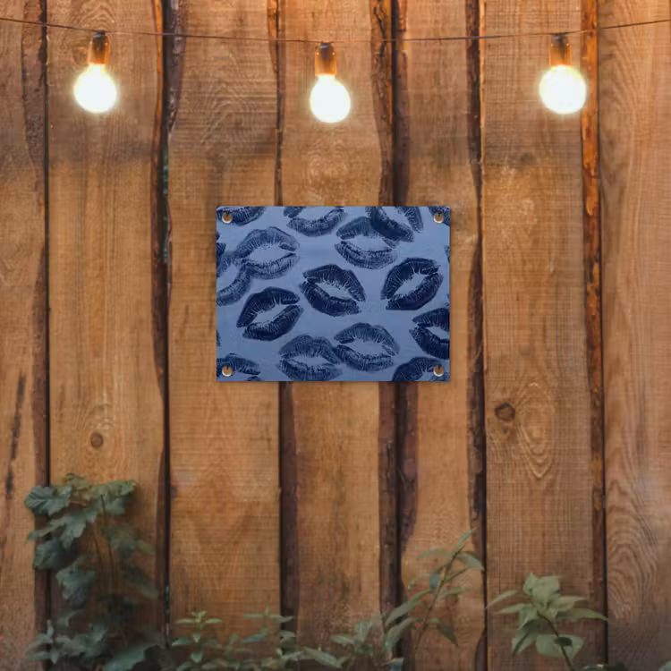 Gartenposter - Lippen – Muster – Blau — 2