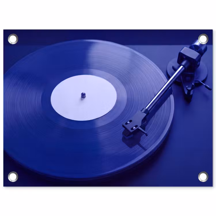 Gartenposter - Plattenspieler – Vinyl – Blau — 1