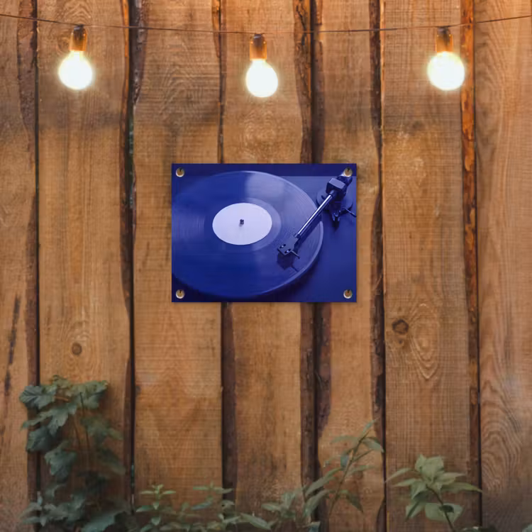 Gartenposter - Plattenspieler – Vinyl – Blau — 2