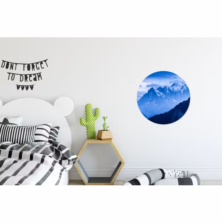Alu-Dibond-Bild Rund - Berge – Schnee – Blau — 4