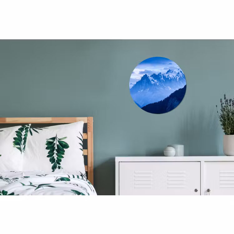 Alu-Dibond-Bild Rund - Berge – Schnee – Blau — 5
