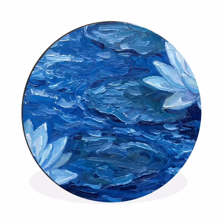 Alu-Dibond-Bild Rund - Blumen – Wasser – Blau — 1