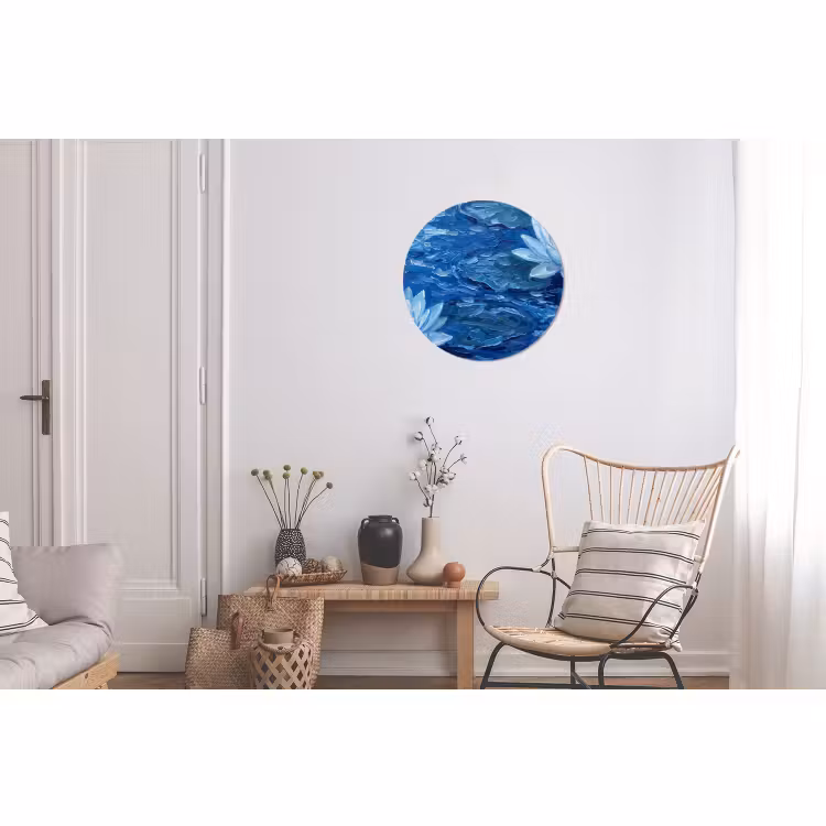 Alu-Dibond-Bild Rund - Blumen – Wasser – Blau — 2