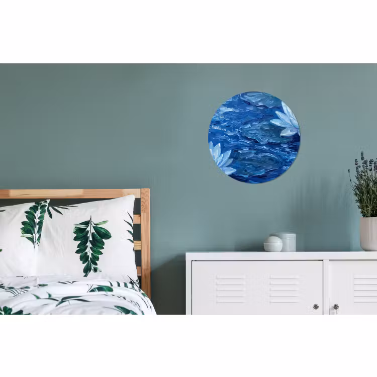 Alu-Dibond-Bild Rund - Blumen – Wasser – Blau — 5