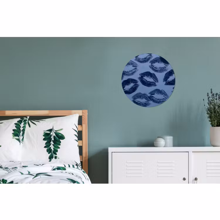 Alu-Dibond-Bild Rund - Lippen – Muster – Blau — 5