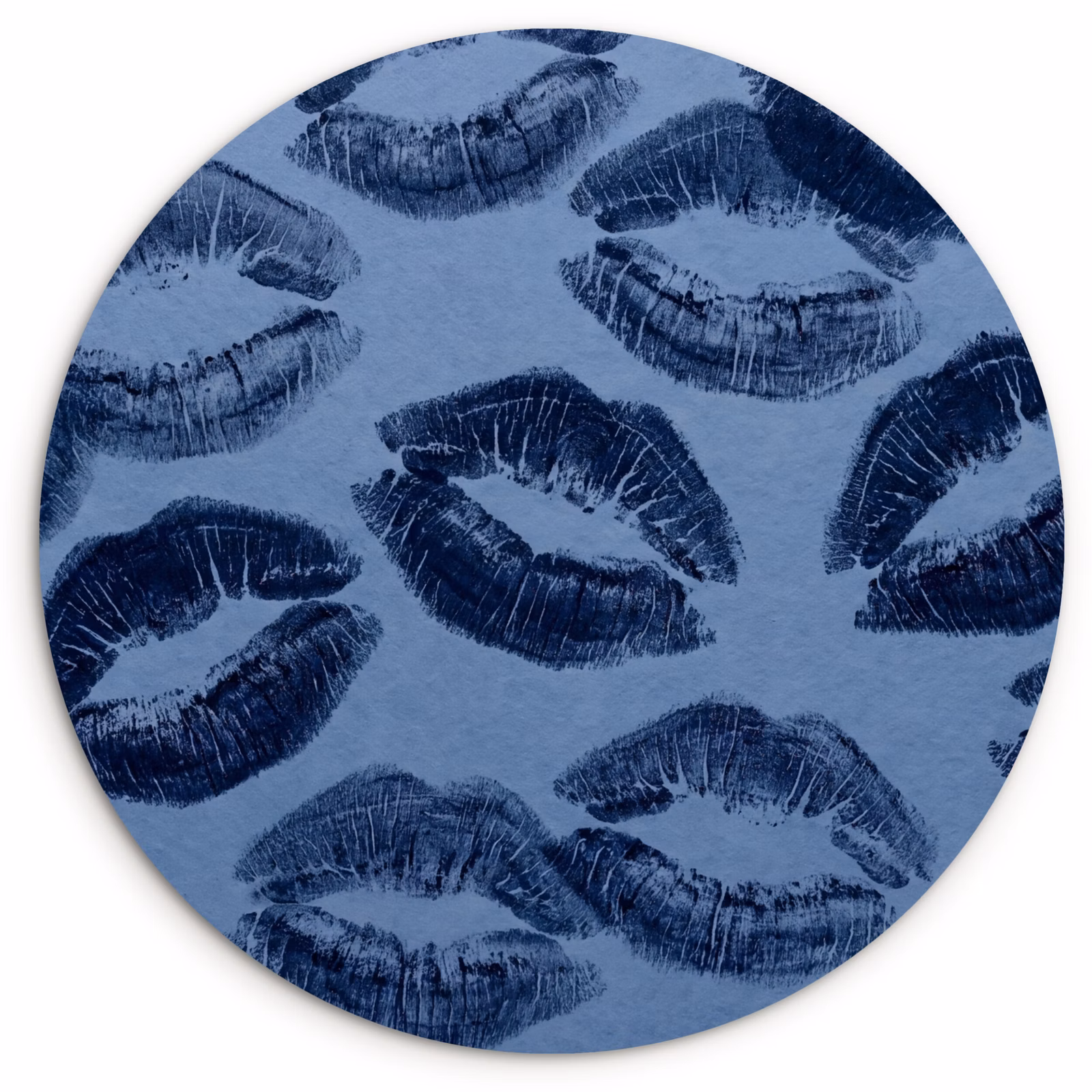 Glasbild Rund - Lippen – Muster – Blau — 1