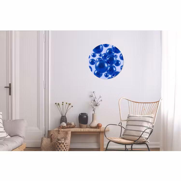 Alu-Dibond-Bild Rund - Blaue Discokugel — 2