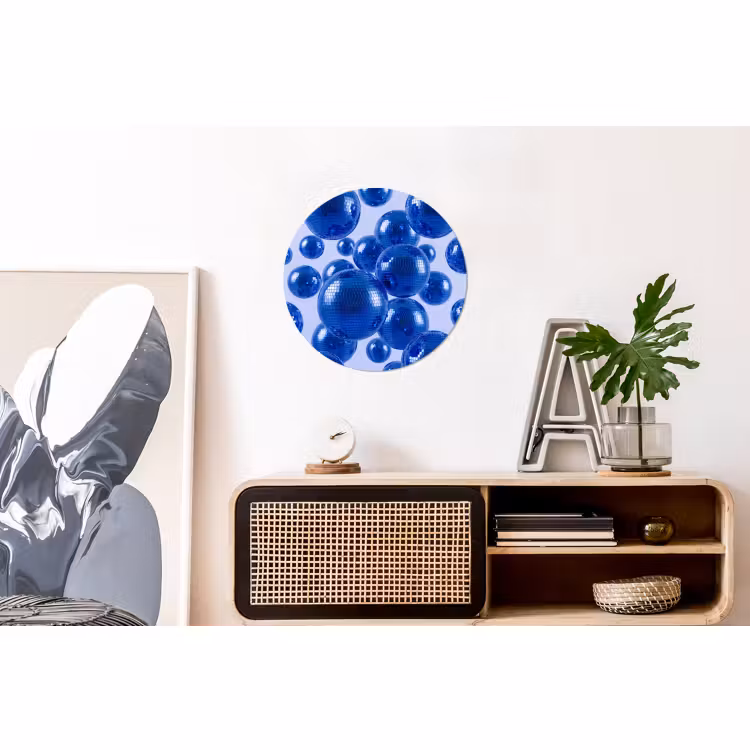 Alu-Dibond-Bild Rund - Blaue Discokugel — 3