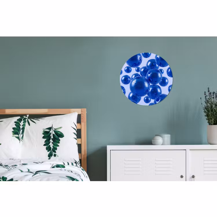 Alu-Dibond-Bild Rund - Blaue Discokugel — 5