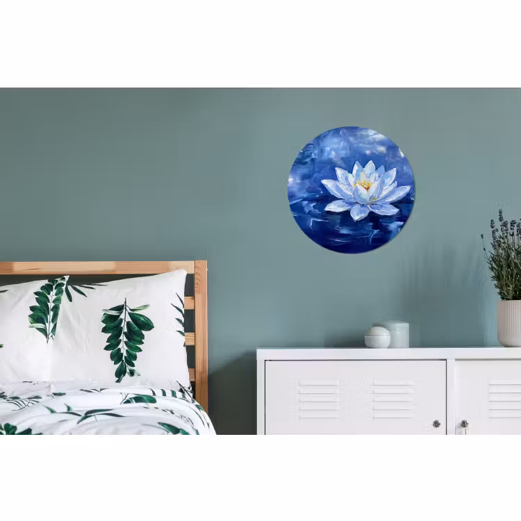 Alu-Dibond-Bild Rund - Blaue Seerose – Wasser — 5