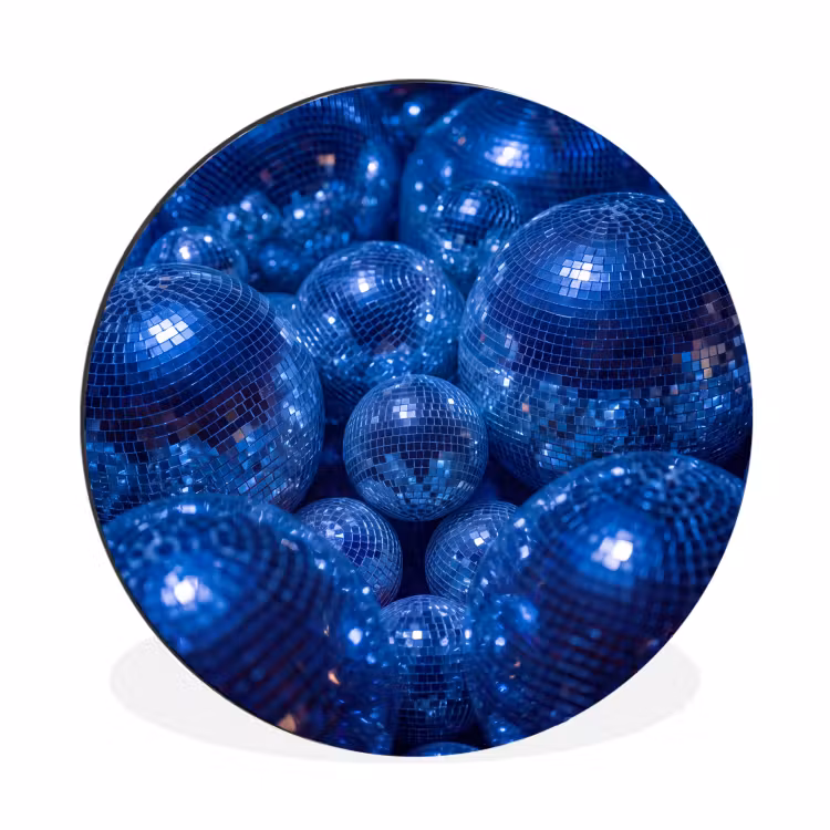 Alu-Dibond-Bild Rund - Discobal – Party – Blau — 1