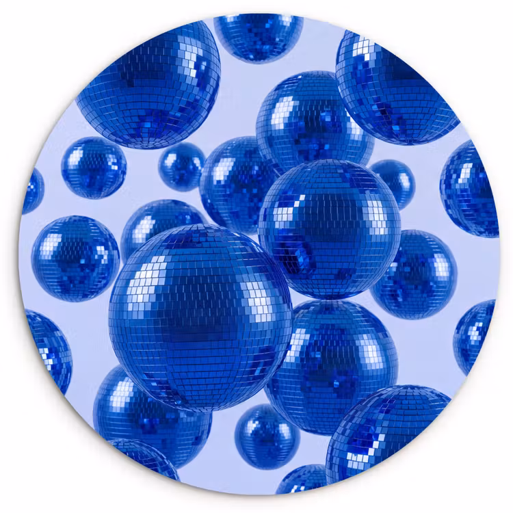 Glasbild Rund - Blaue Discokugel — 1
