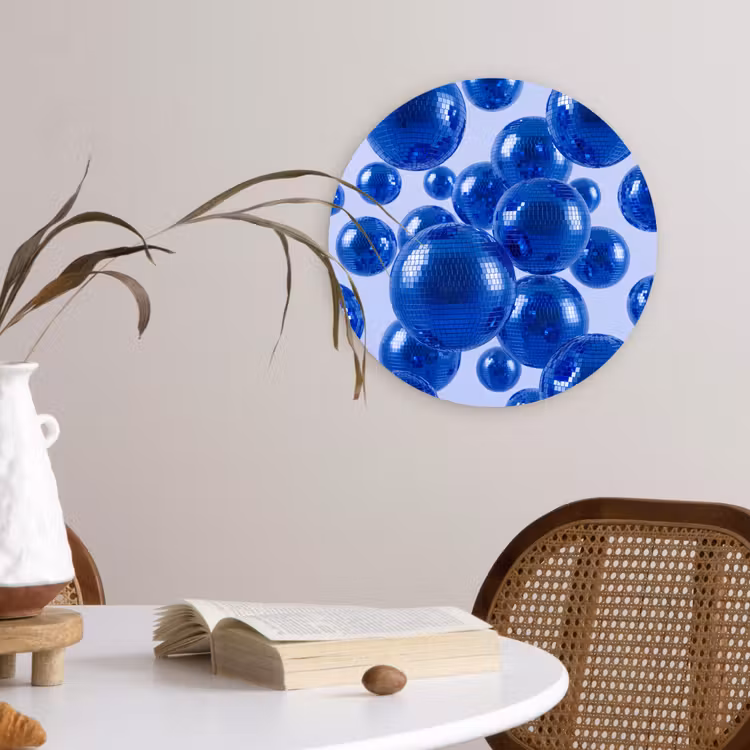 Glasbild Rund - Blaue Discokugel — 4