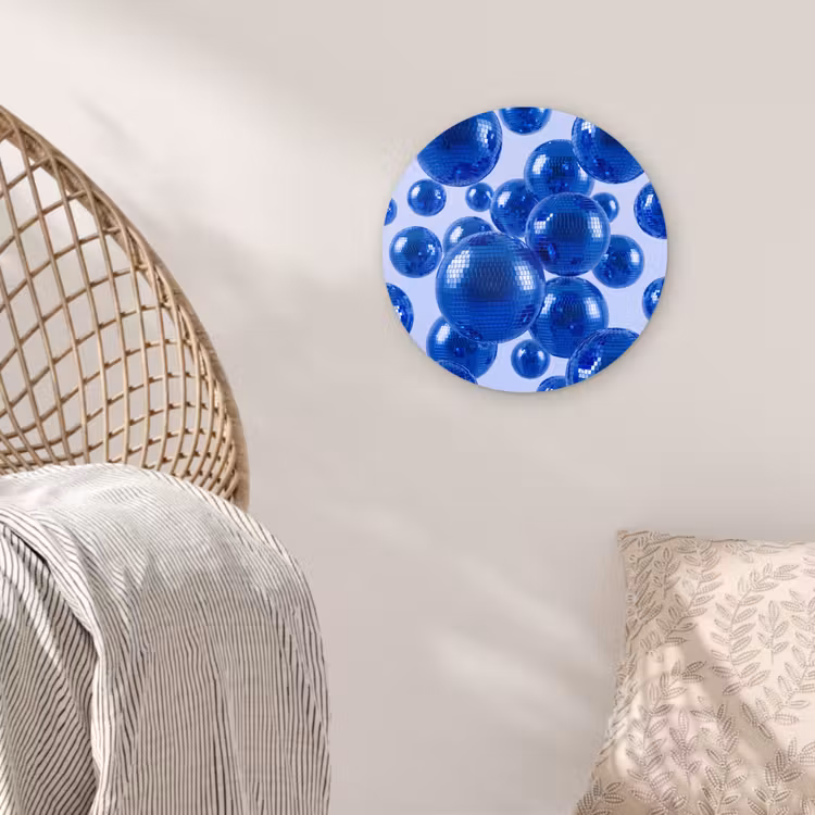 Glasbild Rund - Blaue Discokugel — 5