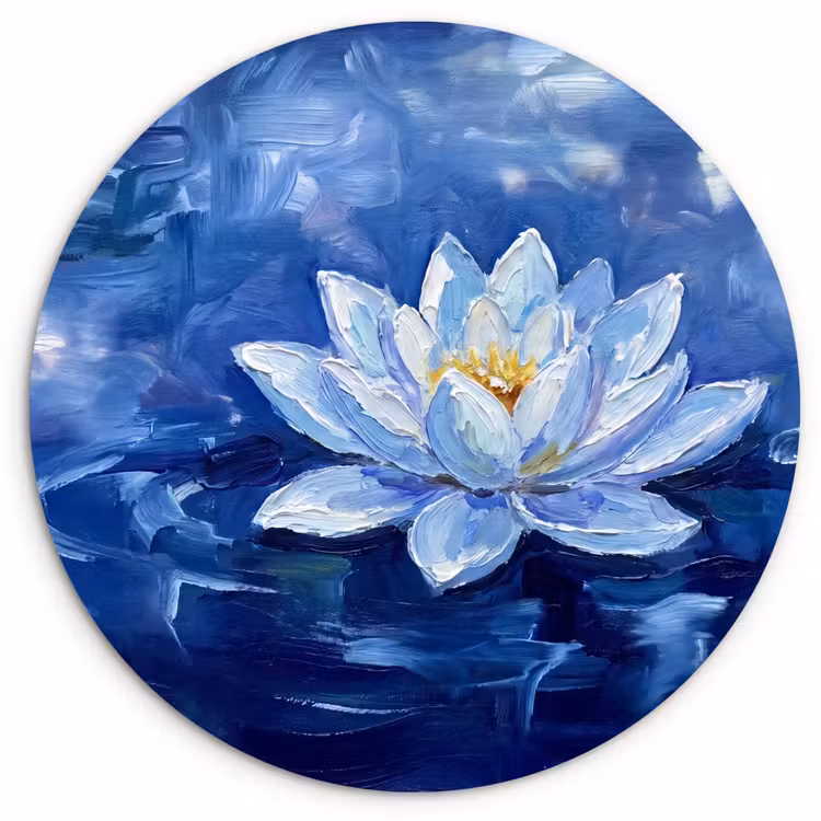 Glasbild Rund - Blaue Seerose – Wasser — 1