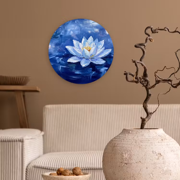 Glasbild Rund - Blaue Seerose – Wasser — 2