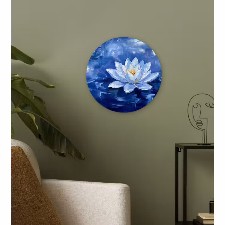 Glasbild Rund - Blaue Seerose – Wasser — 3