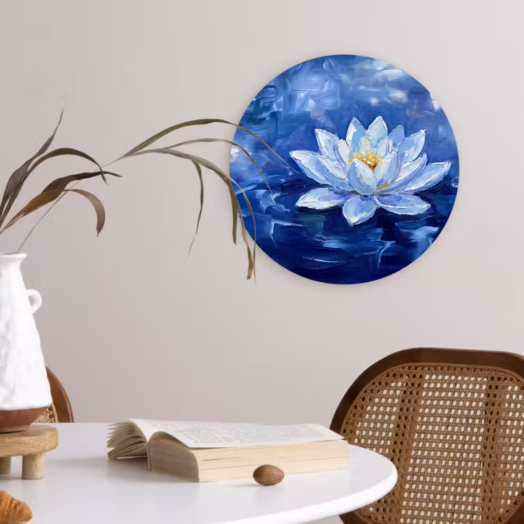 Glasbild Rund - Blaue Seerose – Wasser — 4
