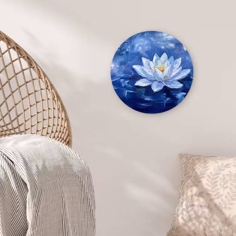 Glasbild Rund - Blaue Seerose – Wasser — 5