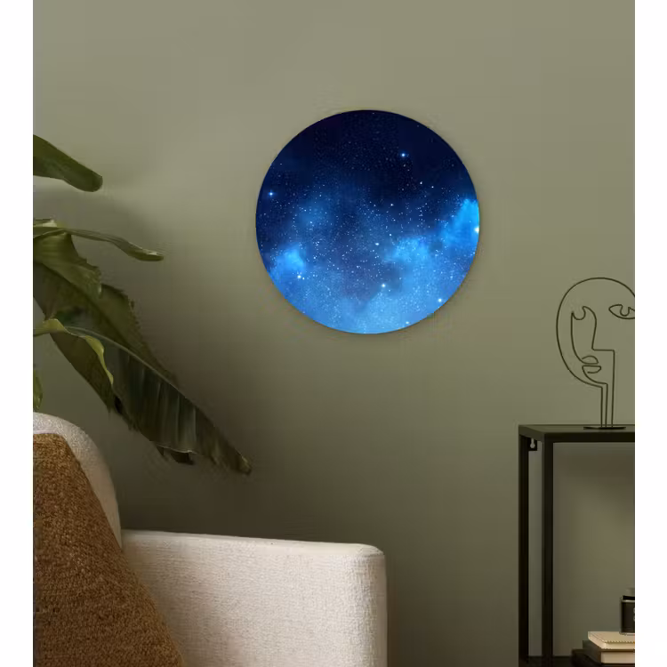 Glasbild Rund - Sternenhimmel – Nebel – Blau — 3