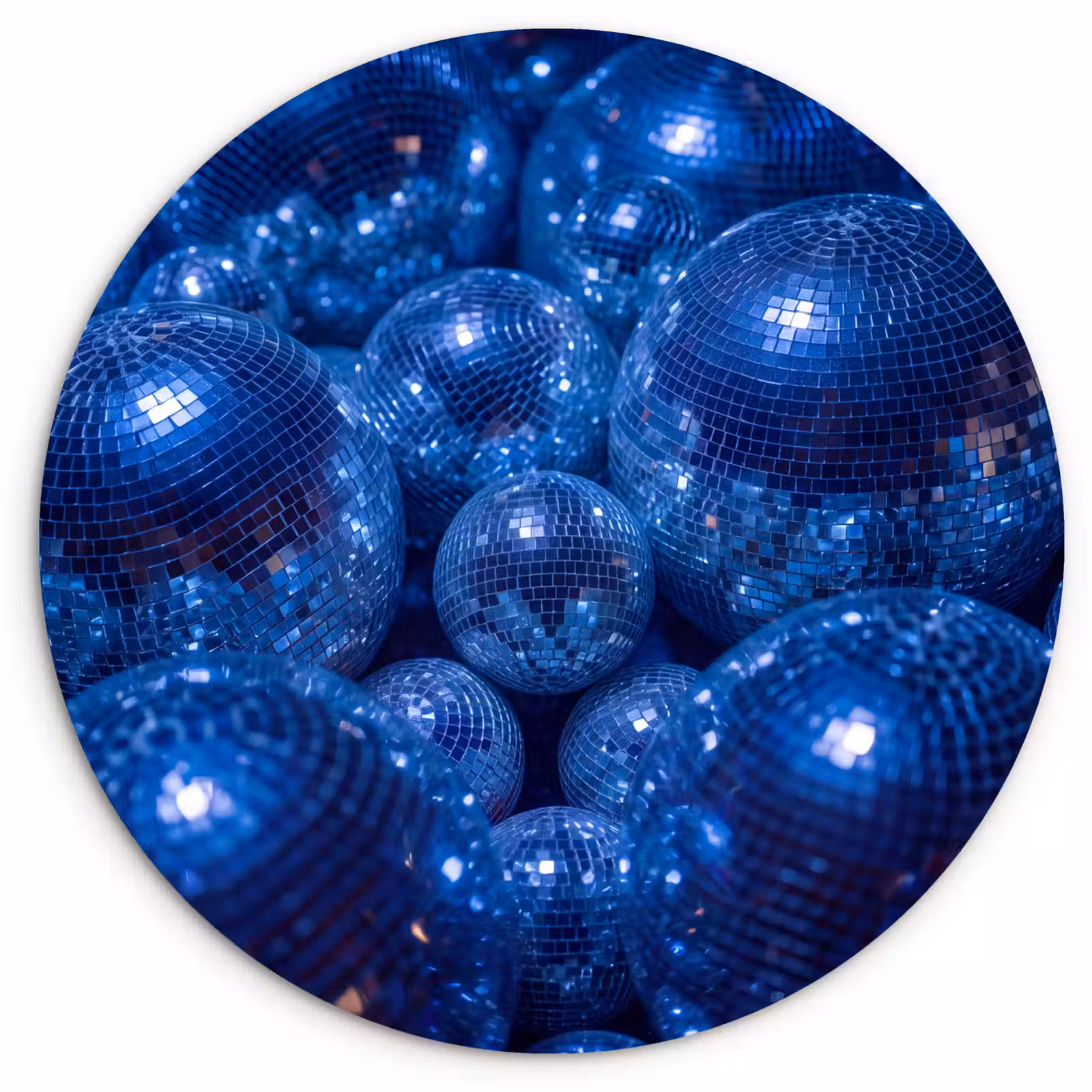 Glasbild Rund - Discobal – Party – Blau — 1