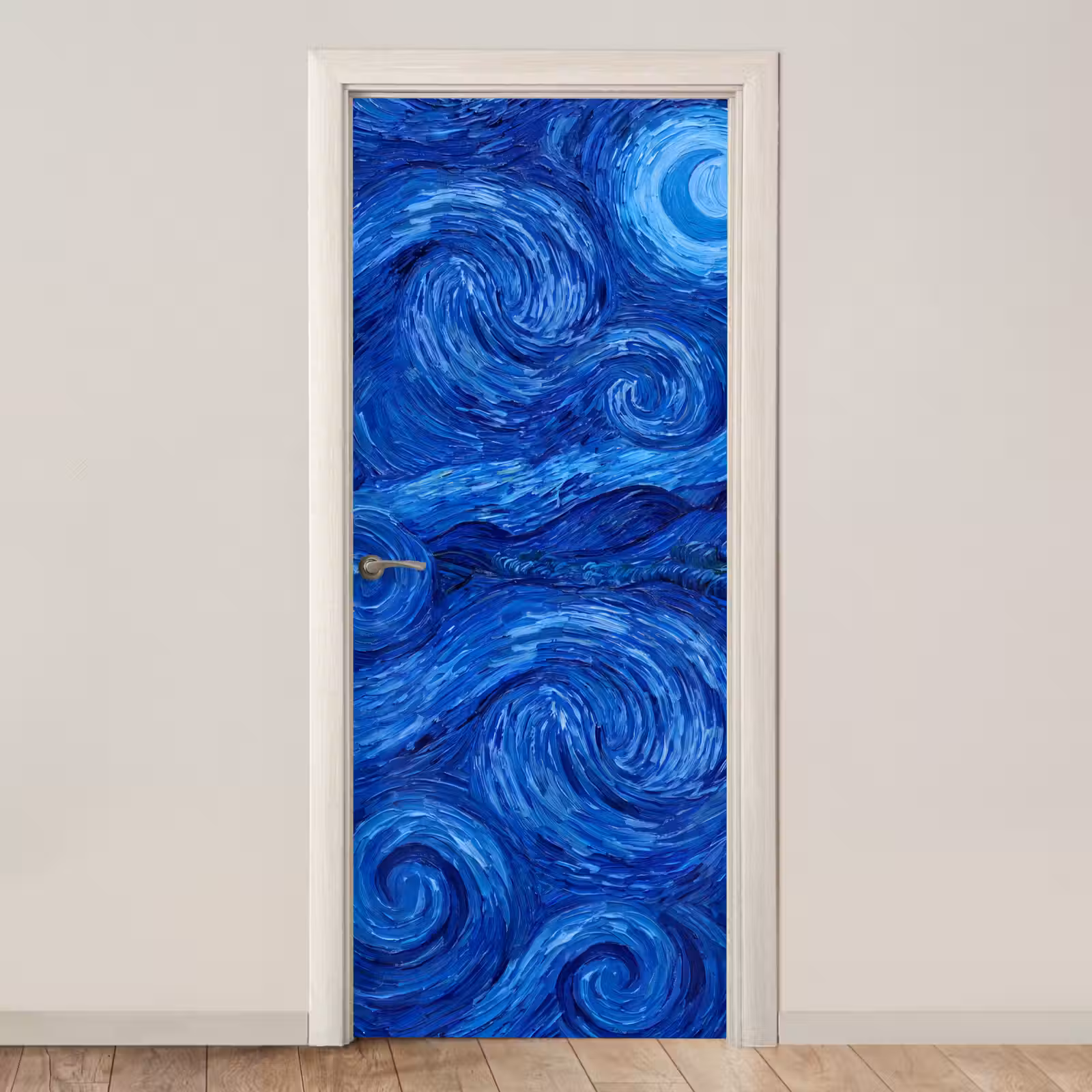 Türtapete - Wirbel – Blau – Modern — 1