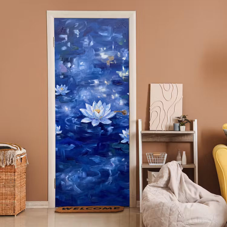 Türtapete - Blaue Seerose – Wasser — 2