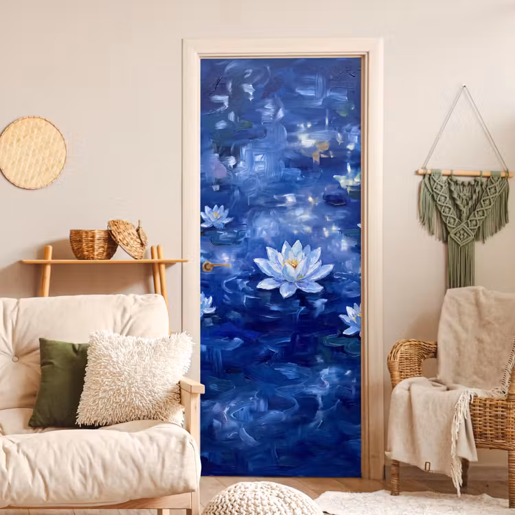Türtapete - Blaue Seerose – Wasser — 3