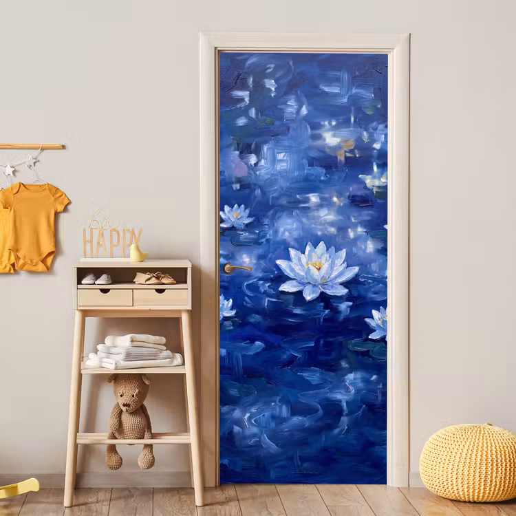 Türtapete - Blaue Seerose – Wasser — 5