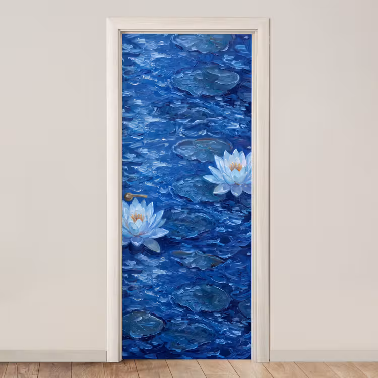 Türtapete - Blumen – Wasser – Blau — 1
