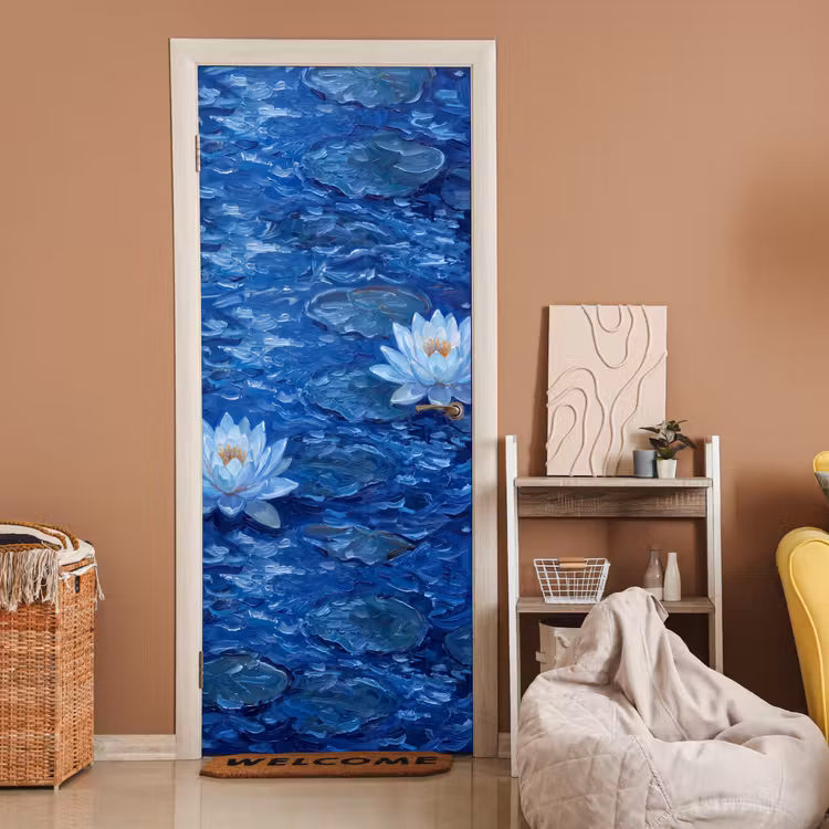 Türtapete - Blumen – Wasser – Blau — 2