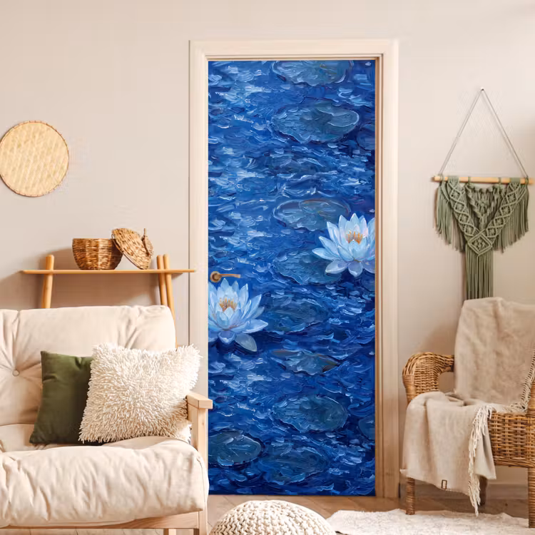 Türtapete - Blumen – Wasser – Blau — 3