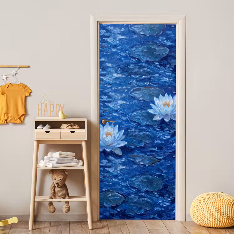 Türtapete - Blumen – Wasser – Blau — 5