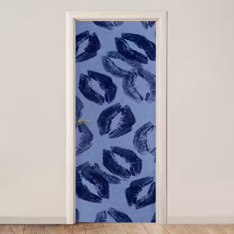 Türtapete - Lippen – Muster – Blau — 1